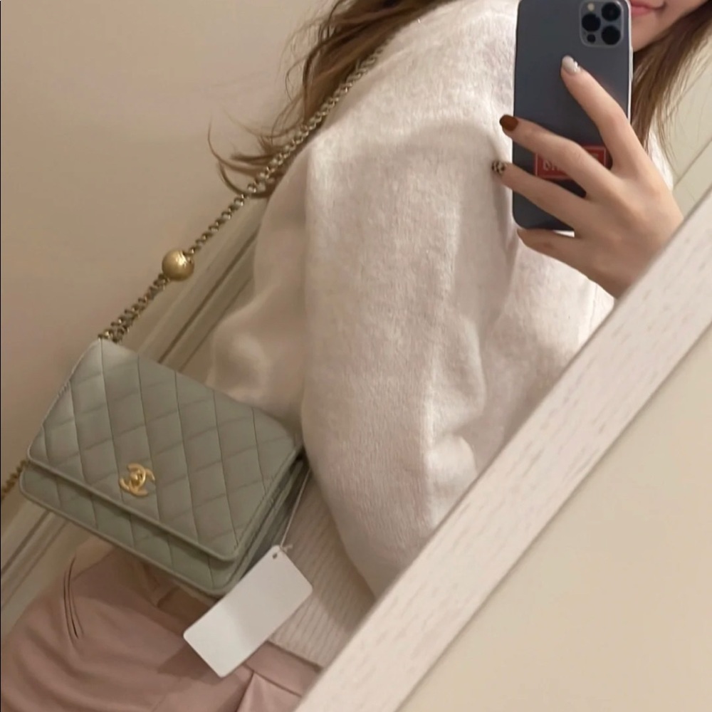 SOLD ❌ CHANEL Authentic RECEIPT Gray Pearl Crush Bag WOC - Picture 12 of 12